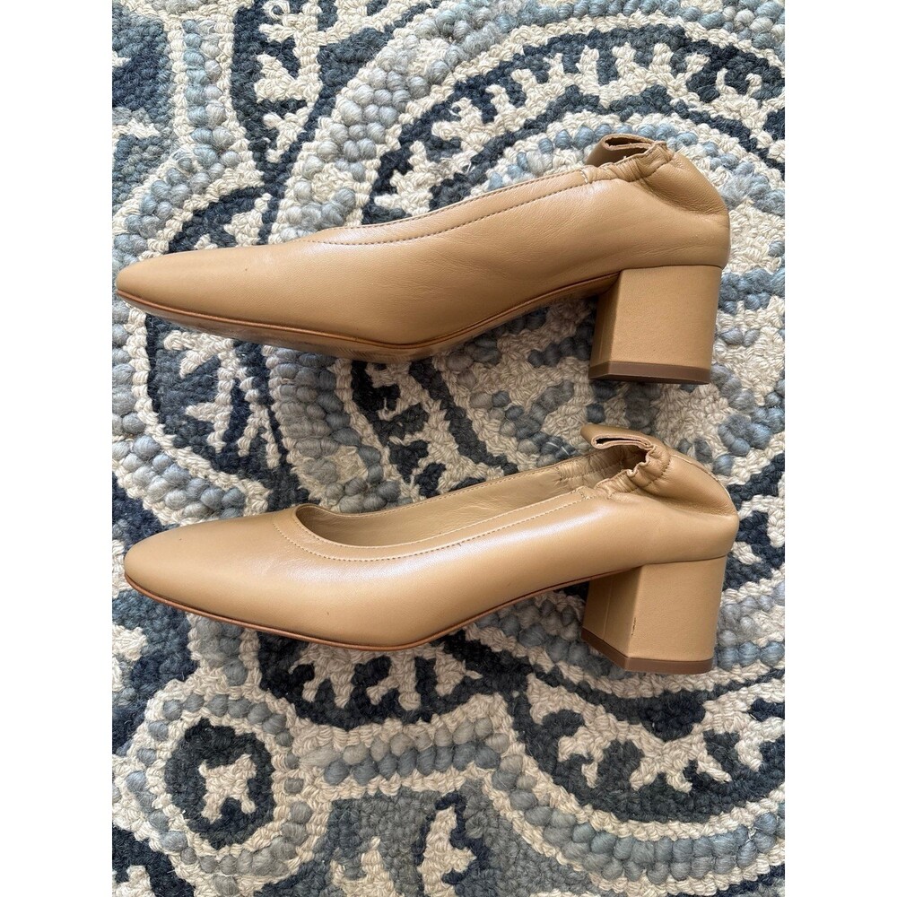 Everlane day heel retro workwear designer block heel neutral anthropologie sz8